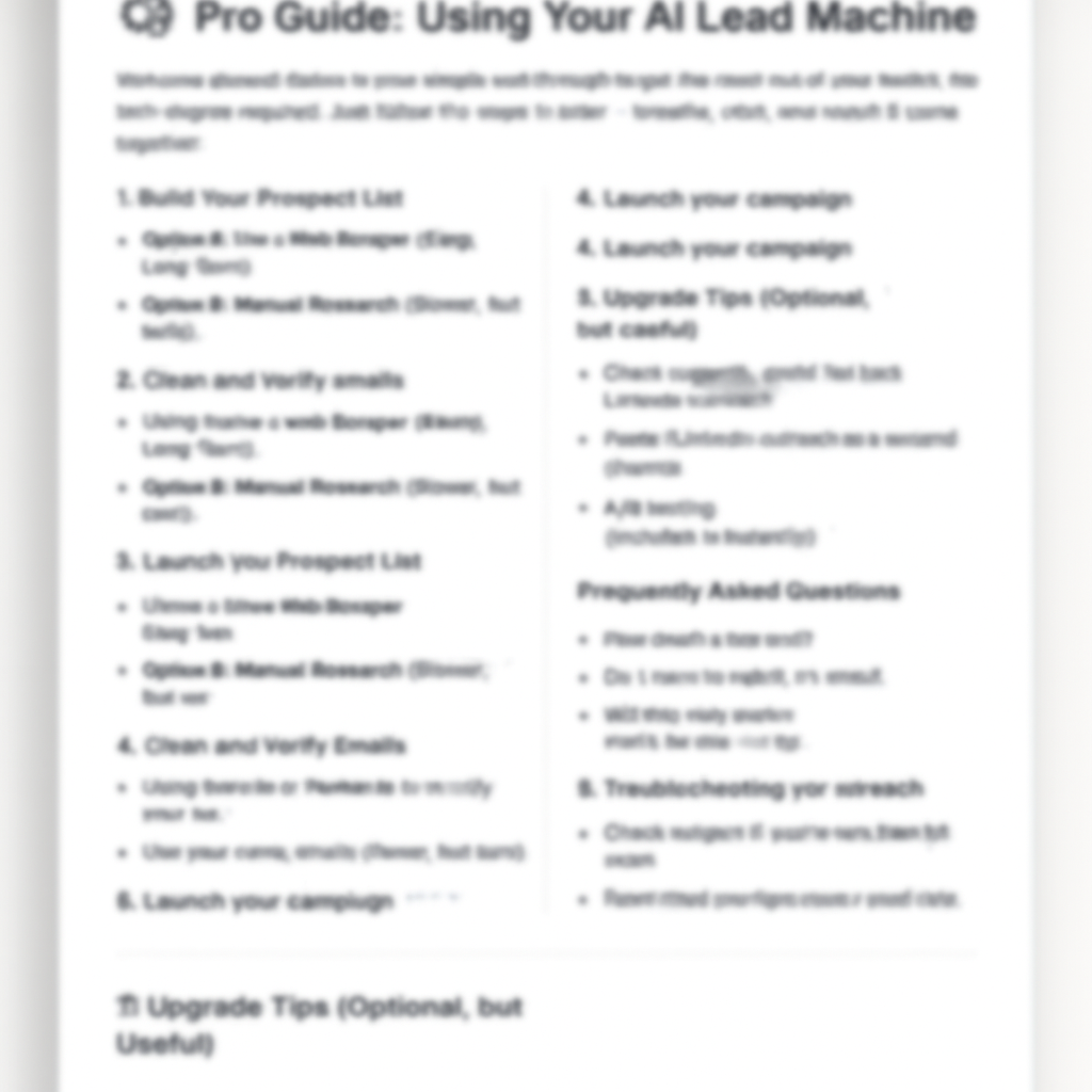Preview of AI Lead Machine Pro Guide steps